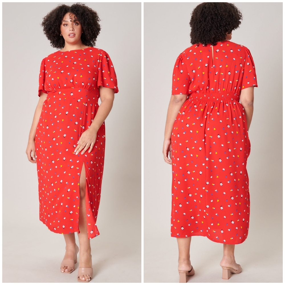 SUGARLIPS Curvy Mon Cheri Bloom Floral Midi Dress - Picture 8 of 10